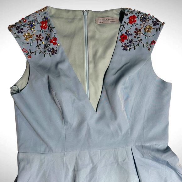 Mac Duggal Ieena Beaded Cap Sleeve V-Neck A Line Gown Dress Size 14 French‎ Blue - Picture 4 of 14